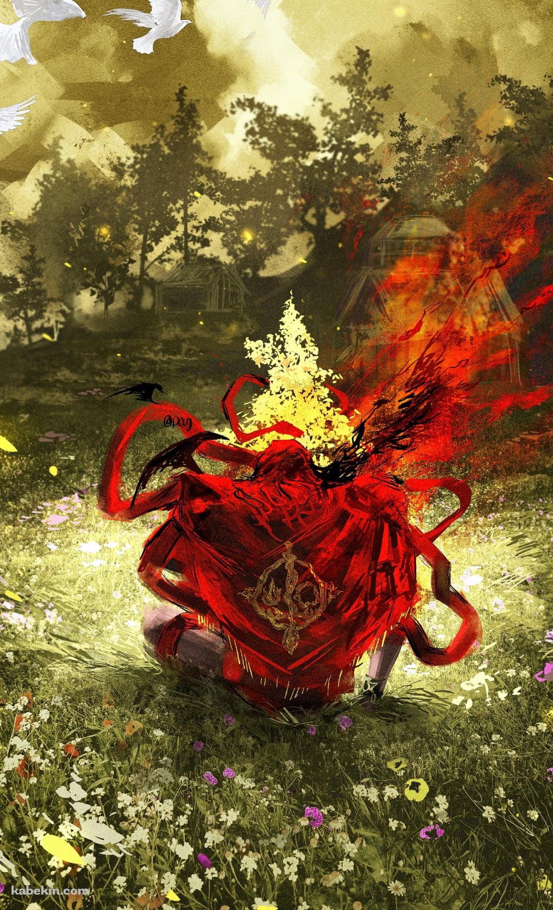 草原に座る串刺し公メスメル / エルデンリングのAndroidの壁紙(1080px x 1776px) スマホ用