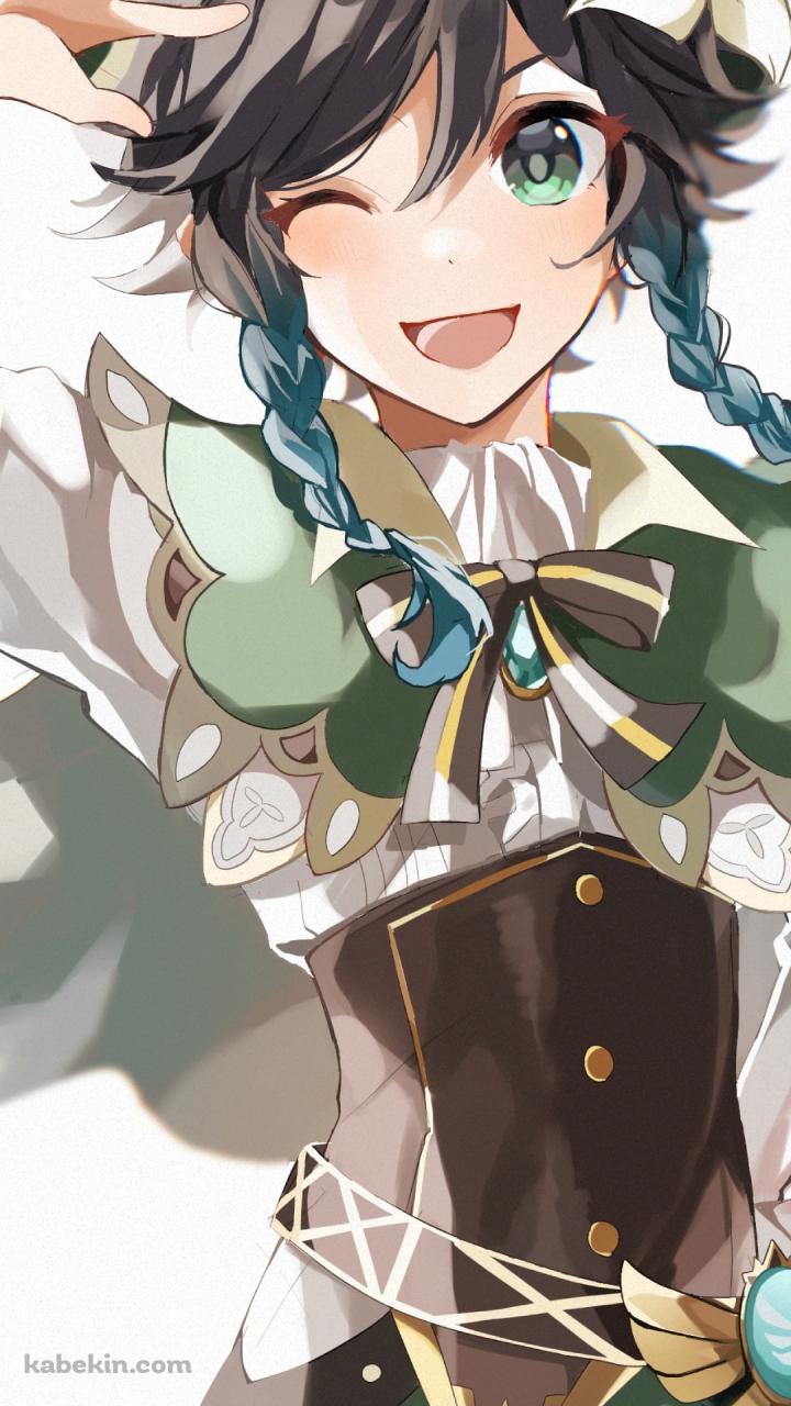 ウィンクして挨拶するウェンティ / 原神のAndroidの壁紙(720px x 1280px) スマホ用