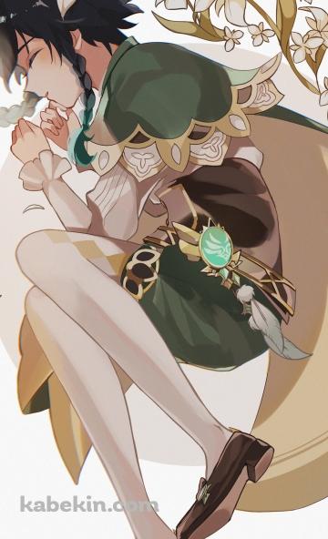 うずくまり眠るウェンティ / 原神のAndroidの壁紙(360px x 592px) スマホ用
