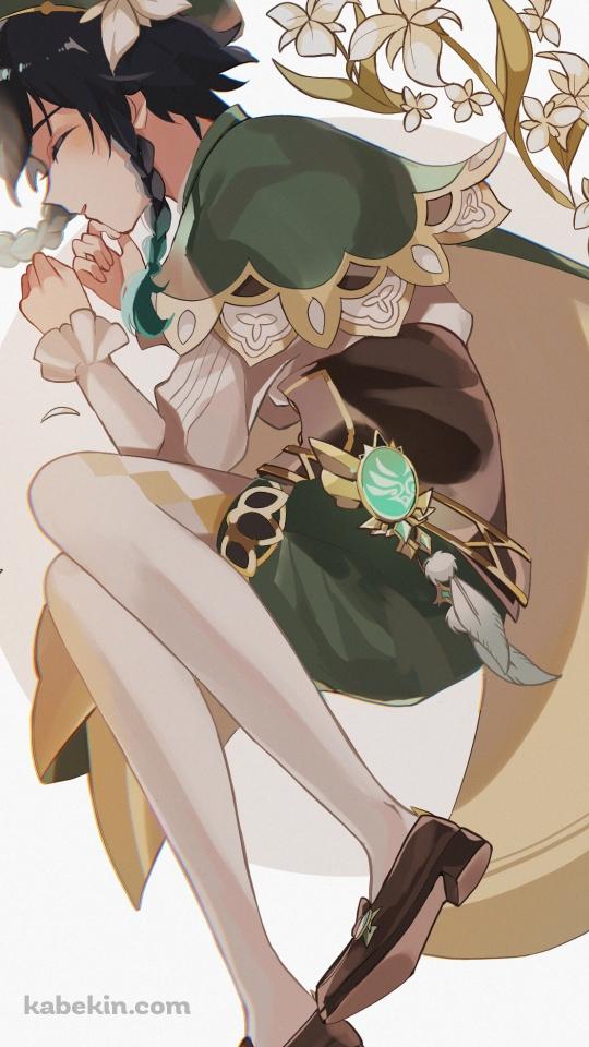 うずくまり眠るウェンティ / 原神のAndroidの壁紙(540px x 960px) スマホ用