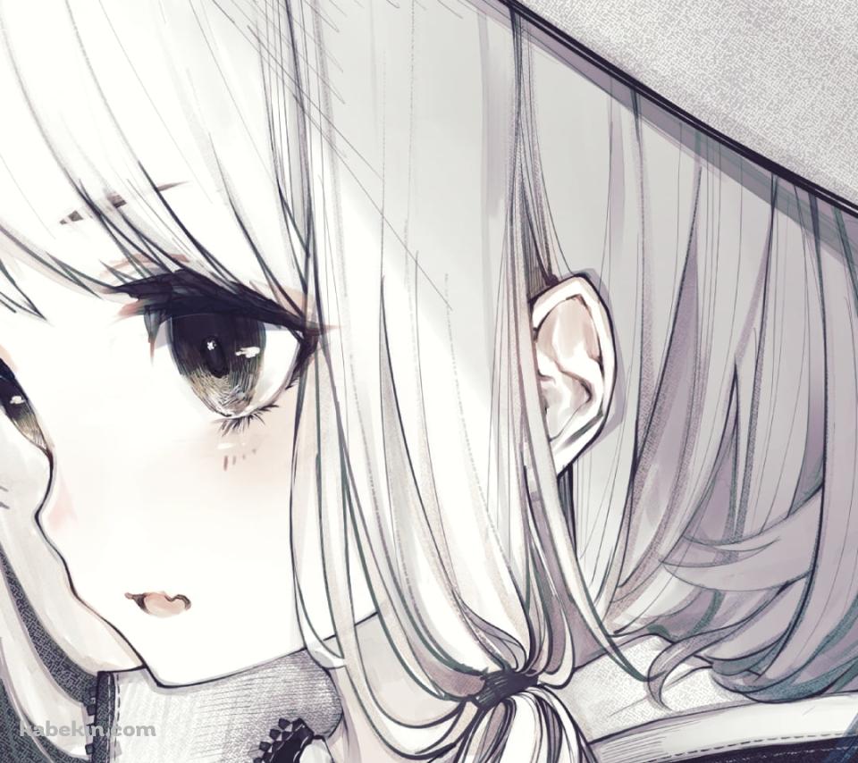 大きな瞳がついた帽子を被る洩矢諏訪子 / モノクロ / 東方のAndroidの壁紙(960px x 854px) スマホ用