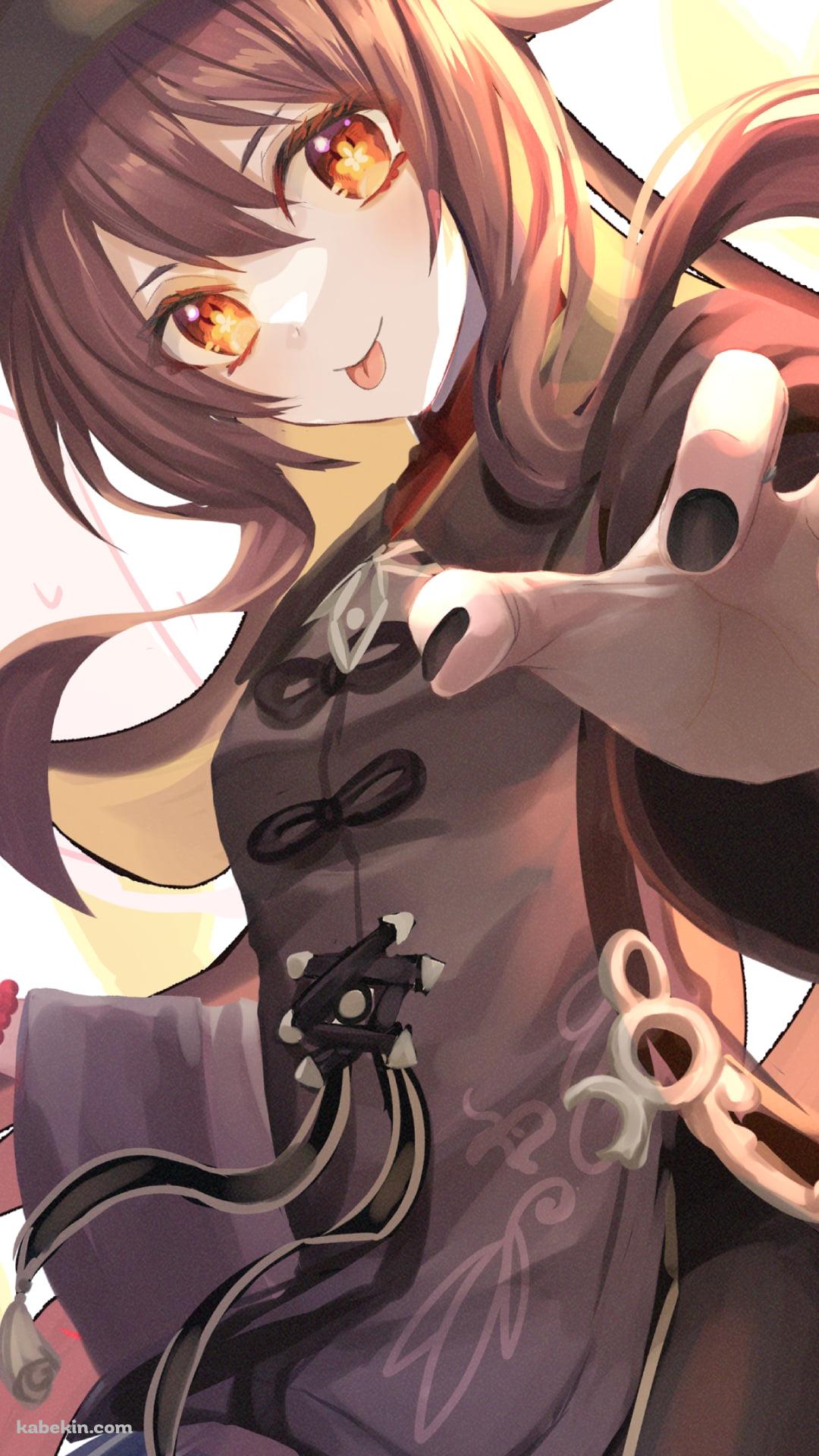 舌を出してポーズを取る胡桃 / 原神のAndroidの壁紙(1080px x 1920px) スマホ用
