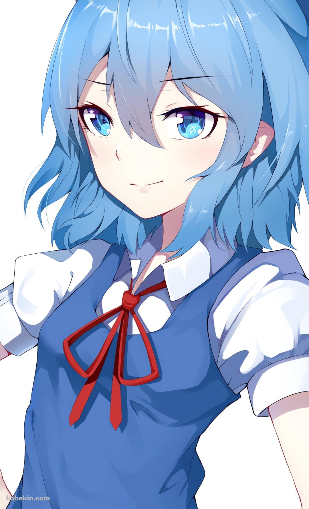 腰に手をあてて微笑むチルノ / 東方のAndroidの壁紙(1080px x 1776px) スマホ用