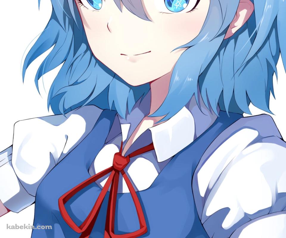 腰に手をあてて微笑むチルノ / 東方のAndroidの壁紙(960px x 800px) スマホ用