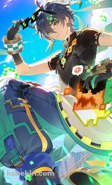 サングラスを持つキィニチとクフル・アハウ / 原神のAndroidの壁紙(360px x 592px) スマホ用
