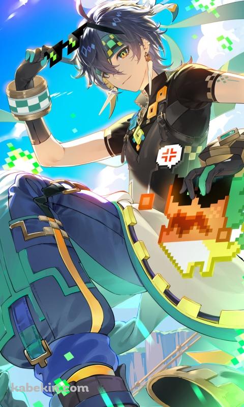 サングラスを持つキィニチとクフル・アハウ / 原神のAndroidの壁紙(480px x 800px) スマホ用