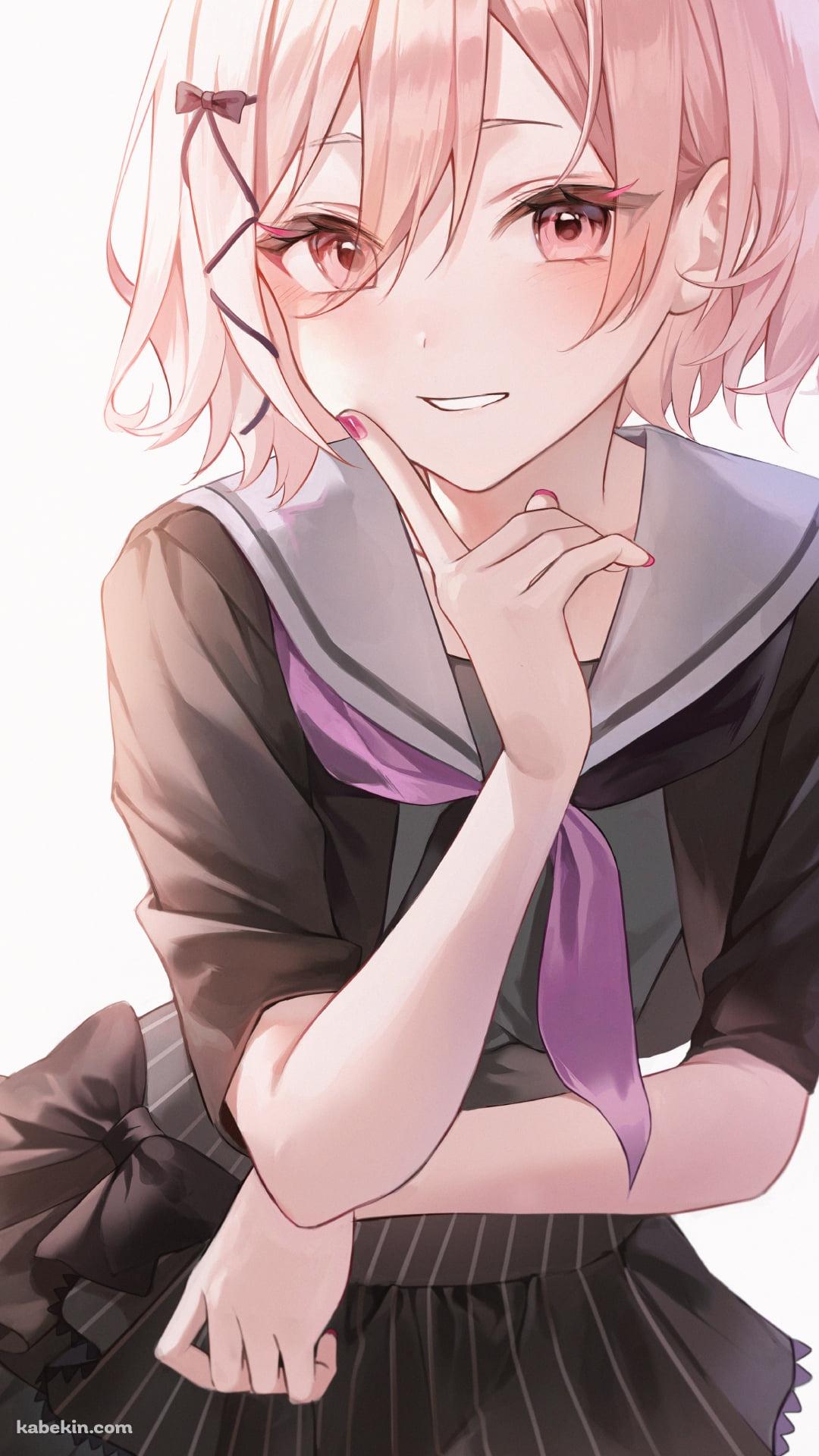 口元に指をあてる暁山瑞希 / プロジェクトセカイのAndroidの壁紙(1080px x 1920px) スマホ用