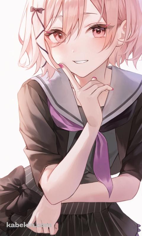 口元に指をあてる暁山瑞希 / プロジェクトセカイのAndroidの壁紙(480px x 800px) スマホ用