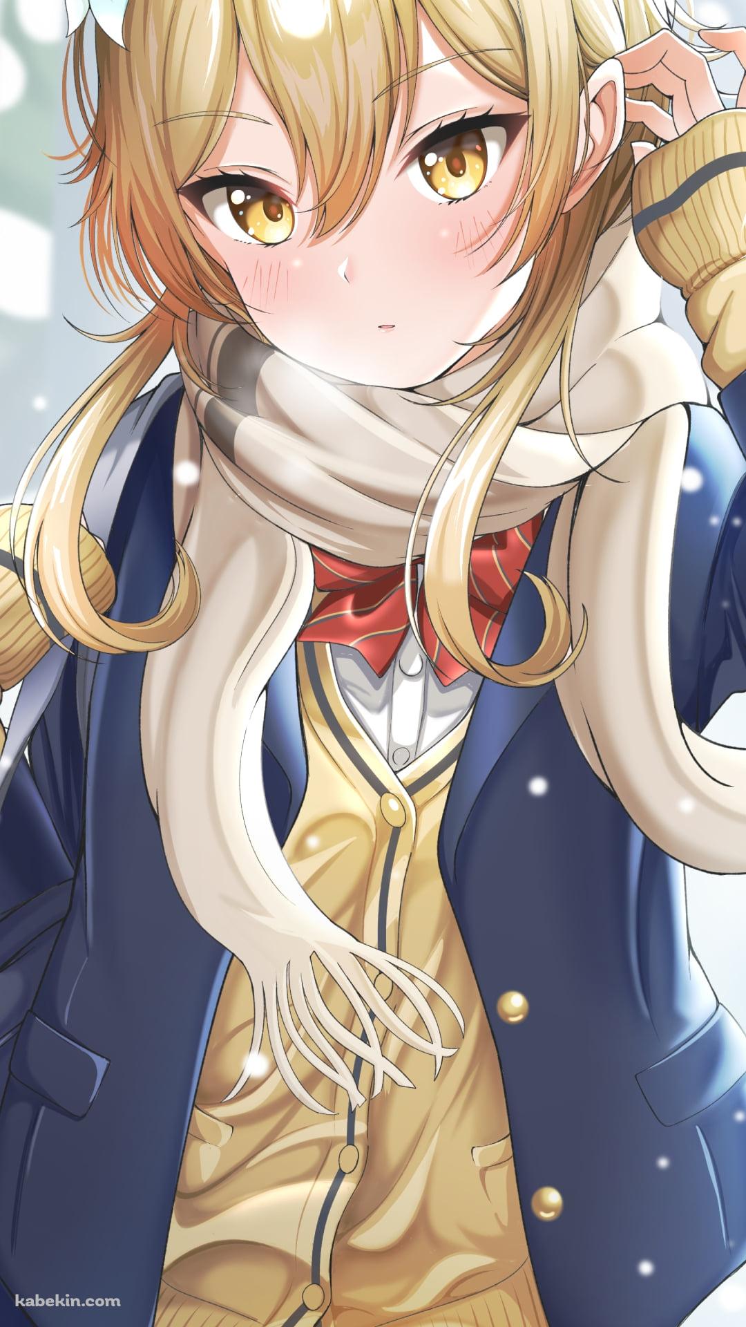 雪が降る中、制服姿の蛍 / 原神のAndroidの壁紙(1080px x 1920px) スマホ用