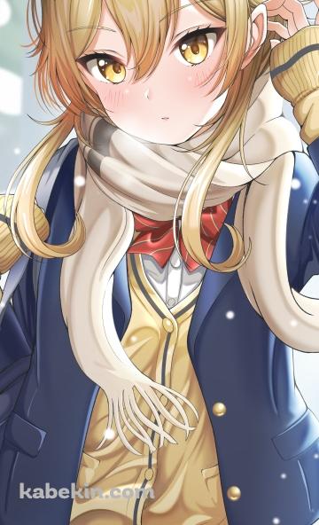 雪が降る中、制服姿の蛍 / 原神のAndroidの壁紙(360px x 592px) スマホ用