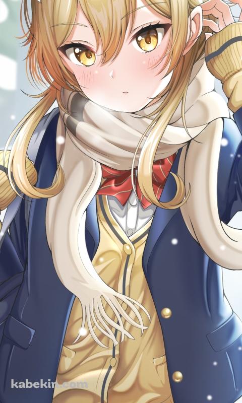 雪が降る中、制服姿の蛍 / 原神のAndroidの壁紙(480px x 800px) スマホ用