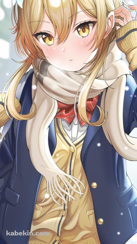 雪が降る中、制服姿の蛍 / 原神のAndroidの壁紙(480px x 854px) スマホ用