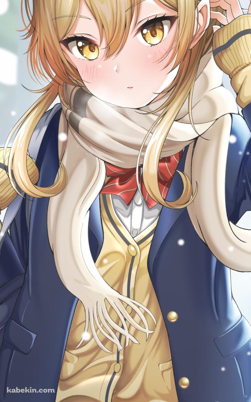 雪が降る中、制服姿の蛍 / 原神のAndroidの壁紙(800px x 1280px) スマホ用