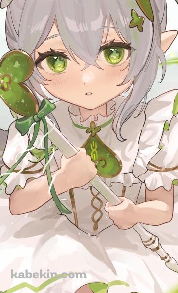 白いスティックを持つナヒーダ / 原神のAndroidの壁紙(360px x 592px) スマホ用