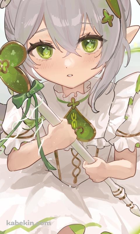 白いスティックを持つナヒーダ / 原神のAndroidの壁紙(480px x 800px) スマホ用