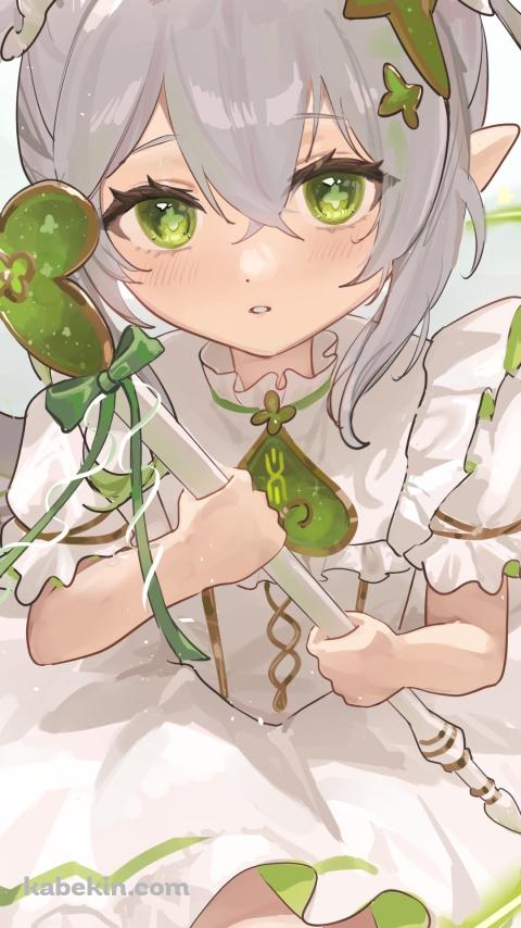 白いスティックを持つナヒーダ / 原神のAndroidの壁紙(480px x 854px) スマホ用