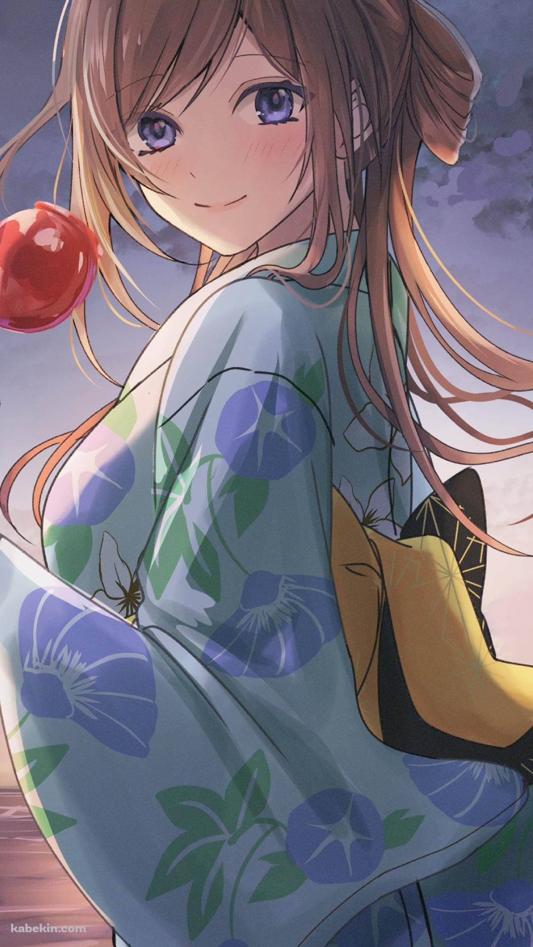 海沿いでりんご飴を持つ姫崎莉波 / 学園アイドルマスターのAndroidの壁紙(1080px x 1920px) スマホ用