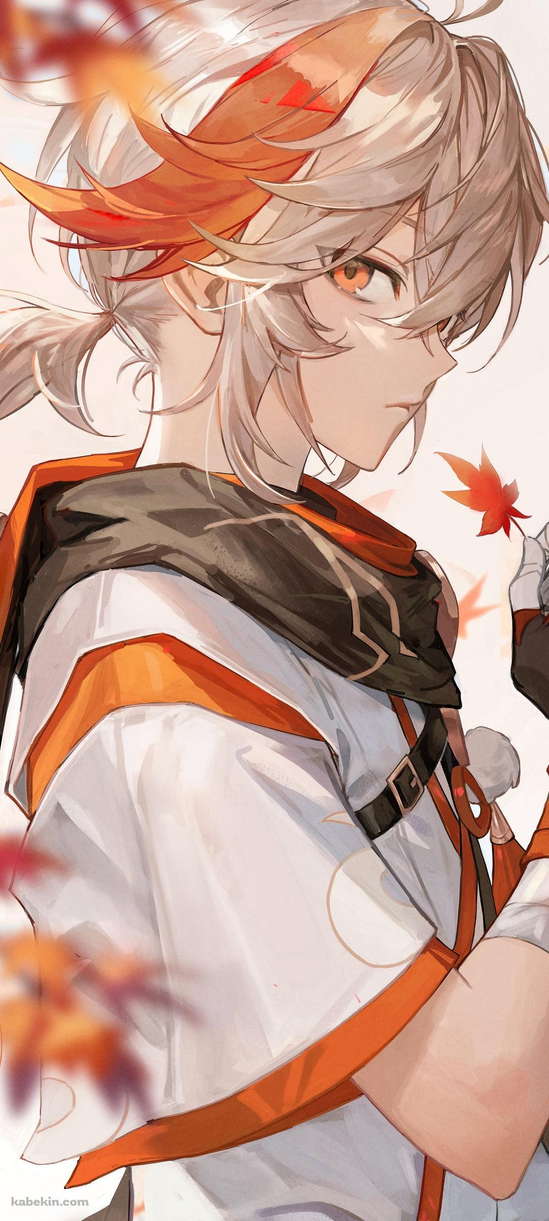 紅葉を持ちこちらを見る楓原万葉 / 原神のAndroidの壁紙(1080px x 2400px) スマホ用