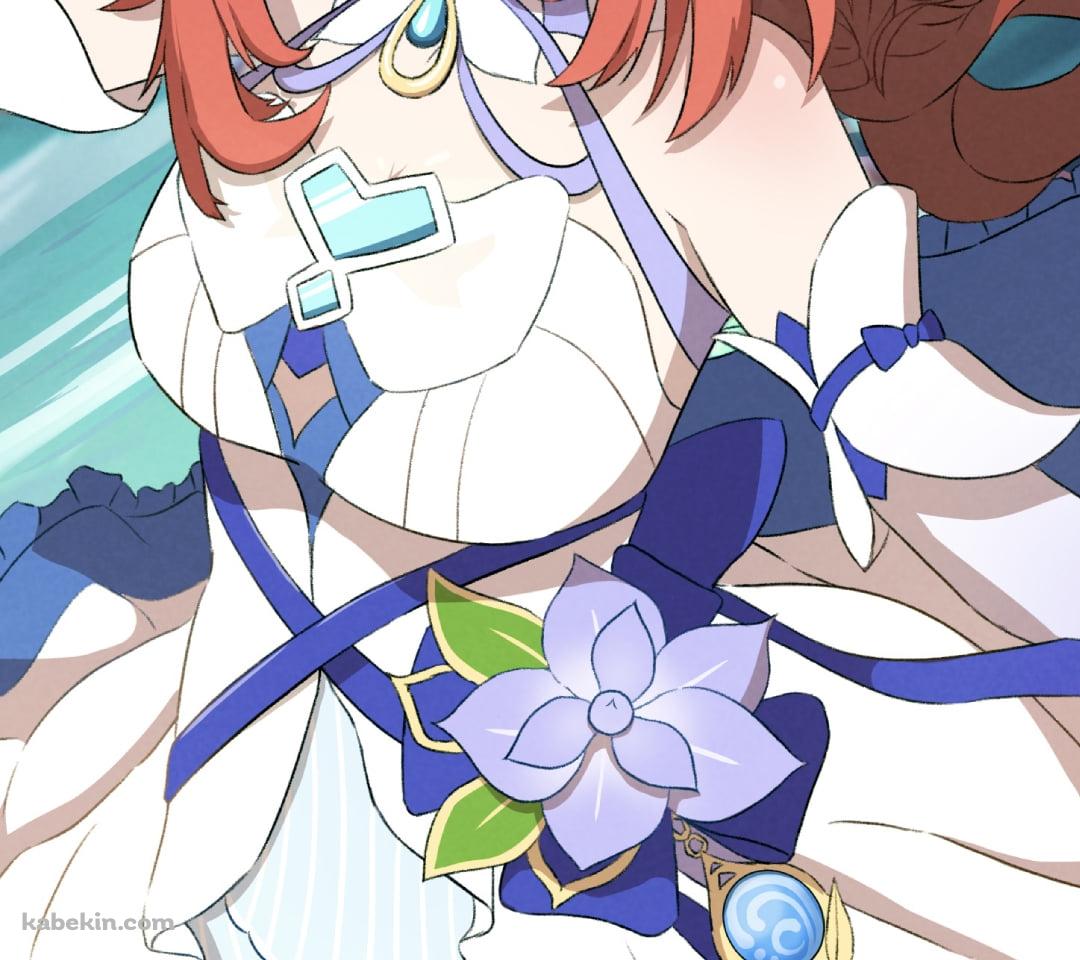 微笑むニィロウ / 緑の瞳 / 東風はこぶ花の吐息 / 原神のAndroidの壁紙(1080px x 960px) スマホ用