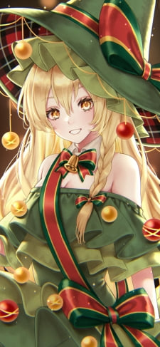 クリスマス仕様の衣装を着る可愛い霧雨魔理沙 / 東方のiPhone / スマホ壁紙