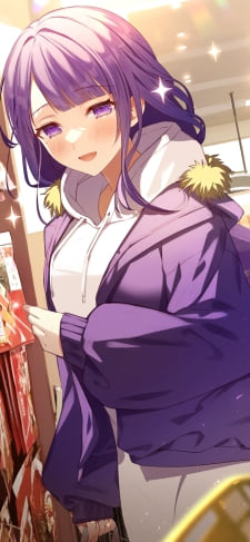 正月の飾りを買いに来た私服姿の雷電将軍 / 原神のiPhone / スマホ壁紙