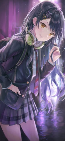 緑のヘッドフォンを首にかけ左手で髪をさわりこちらに微笑む白石杏 / プロセカ / プロジェクトセカイのiPhone / スマホ壁紙