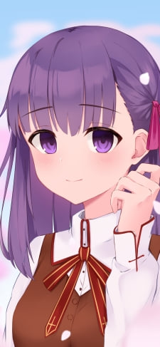 桜の花びらと微笑む間桐桜（まとうさくら） / FateのiPhone / スマホ壁紙