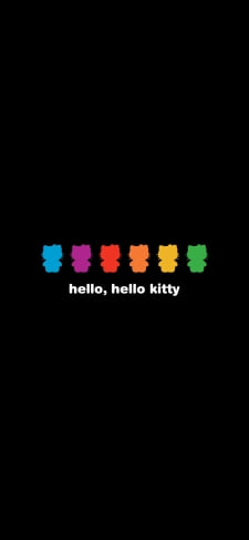 カラフルなキティちゃんのシルエット / hello hello kittyのiPhone / スマホ壁紙
