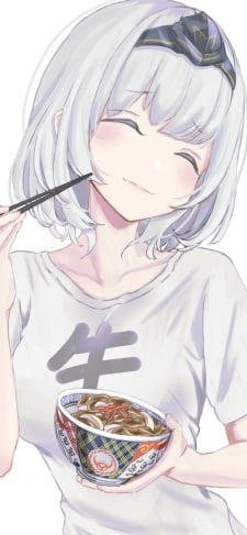 牛丼を食べてご満悦な白銀ノエル / バーチャルYouTuber / ホロライブのiPhone / スマホ壁紙