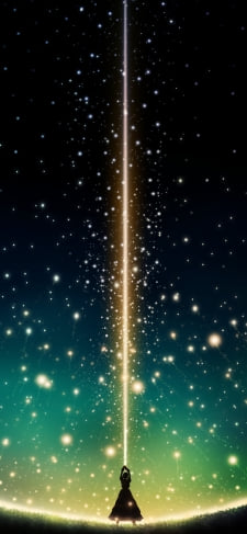 天まで届く光を放つ剣をかまえるセイバー / アルトリア・ペンドラゴン / フェイト/ステイナイトのiPhone / スマホ壁紙
