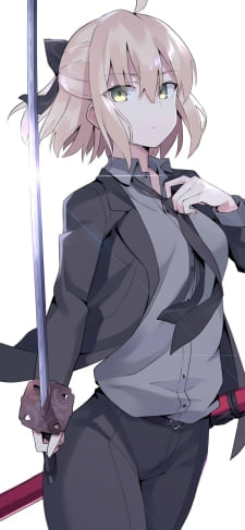 黒いスーツを着た沖田総司 / Fate/grand orderのiPhone / スマホ壁紙
