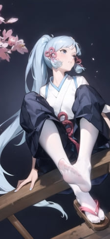 橋桁に座る神里綾華 / ローアングル / 綺麗 / 原神のiPhone / スマホ壁紙
