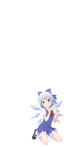 顎を指さし舌を出した可愛いチルノ / 東方のiPhone / スマホ壁紙