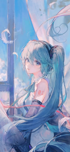 窓際、白い羽が舞う部屋と初音ミク / ボカロ / ボーカロイドのiPhone / スマホ壁紙