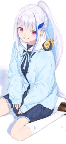 地べたに座り込んで笑うリゼ・ヘルエスタ / セバスチャン・ピヨードル / にじさんじ / バーチャルYouTuber / VtuberのiPhone / スマホ壁紙