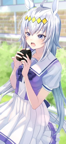 大きなおにぎりを食べるオグリキャップ / ウマ娘プリティーダービーのiPhone / スマホ壁紙