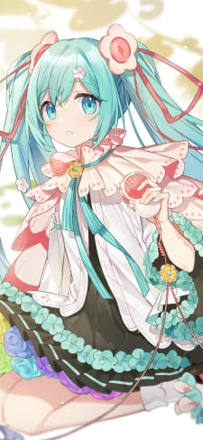 花が沢山ついた服を着た可愛い初音ミク / マジカルミライ / ボカロ / ボーカロイドのiPhone / スマホ壁紙