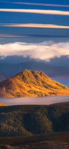 湖に囲まれた黄土色の孤島のiPhone / スマホ壁紙