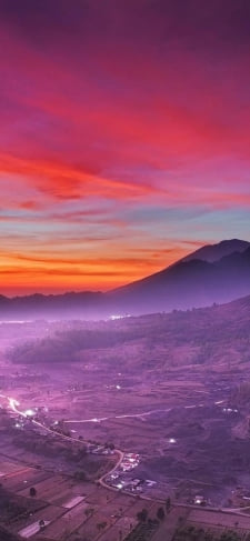 夕暮れ 富士山のiPhone / スマホ壁紙