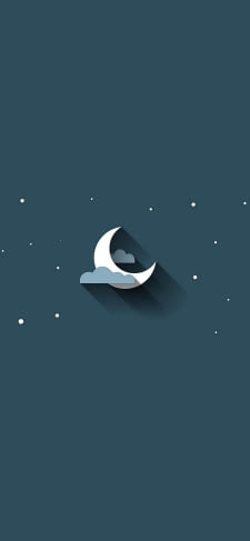 白い月 雲 星 アイコンのiPhone / スマホ壁紙