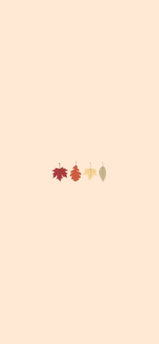 4枚の落ち葉 紅葉 ミニマル イラスト 秋のiPhone / スマホ壁紙