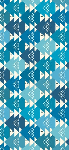 綺麗な青と緑の三角のパターンのiPhone / スマホ壁紙