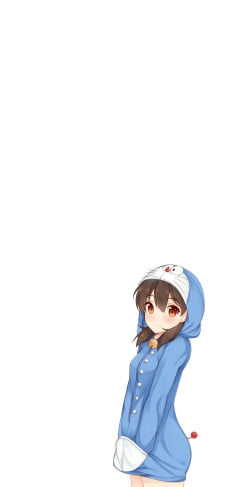 ドラえもんの被り物を着た女の子のiPhone / スマホ壁紙