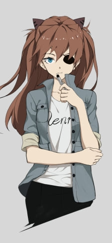 眼帯をしたアスカ エヴァンゲリオンのiPhone / スマホ壁紙