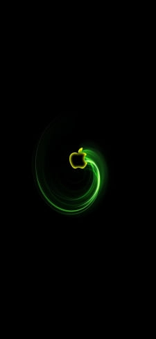 緑の光彩 Apple ロゴのiPhone / スマホ壁紙