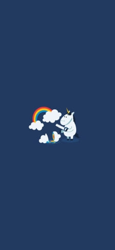 雲を切るユニコーン 虹 イラストのiPhone / スマホ壁紙