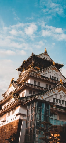 大阪城と青空 戦国時代 築城のiPhone / スマホ壁紙