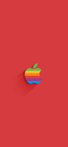 レインボー アップルのロゴ フラットデザインのiPhone / スマホ壁紙