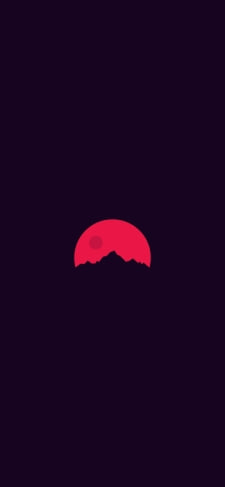 紫の山と赤い月のiPhone / スマホ壁紙