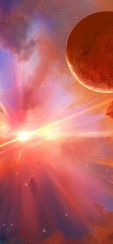惑星 爆発 赤のiPhone / スマホ壁紙